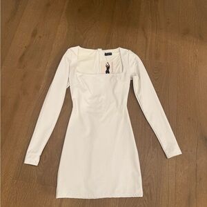 Naked Wardrobe Elegant White Long Sleeve Dress